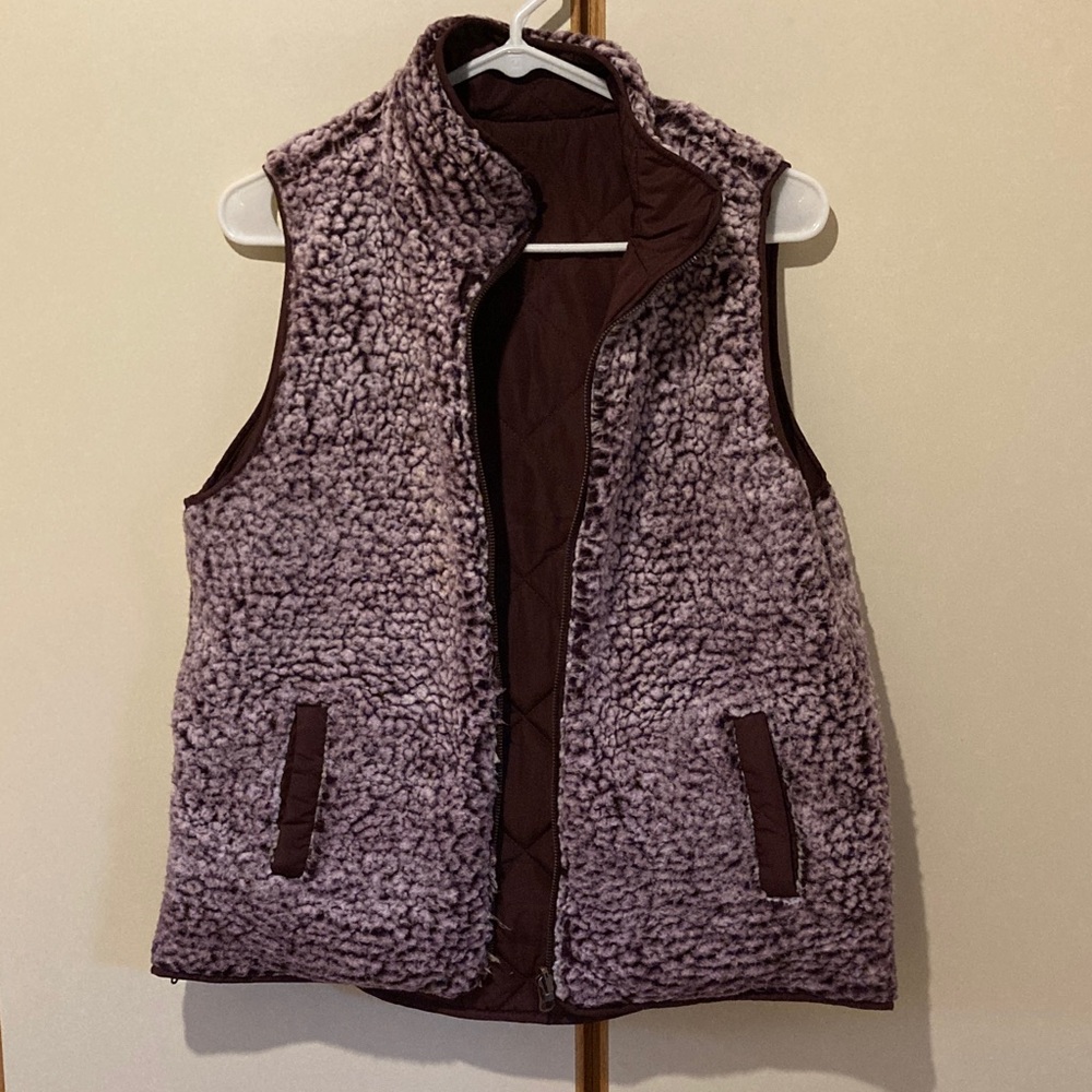 Thread & Supply Reversible Sherpa Vest Burgundy